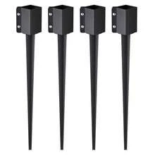 Durable Fence Post Anchor Ground Spike Set Of Four For Mailbox Deck And Garden Railing 36 Inches Tall 4 Inches Outer Diameter Black Powder Coated Finish - Black - View 1