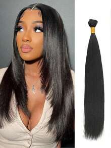 3 Bundles 14-26 Inch Black Yaki Straight Hair Extensions, Yaki Straight Synthetic Hair Weave, Natural Black Yaki Straight Hair For DIY Hairstyles For Women