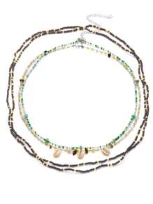 4pcs Shell Beads Layered Bohemian Rustic Body Jewelry Chain, Women Body Waist Chain Necklace