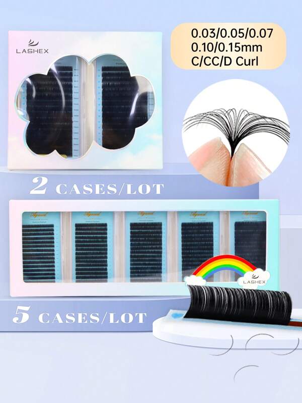 80/32 Rows C/CC/D Curl Lashes Gift Box 2 Trays/5 Trays Volume Natural Matte Black Lash Multi Pack Korean Pbt Fiber Velvet Individual Extent Cashmere Mink Eye Lash Trays Eyelash Extensions 0.03 0.05 0.07 0.10 C/CC/D Curl