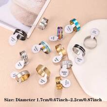10pcs/Pack Luminous Stainless Steel Couple Rings, Punk Hip Hop Style Assorted Set, Rings Jewelry Accessories For Party & Daily, Random Delivery In OPP Bag - Silver - View 4
