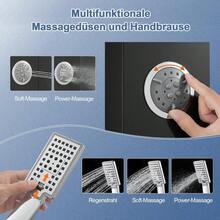 ROVOGO LED Duschpaneel mit Armatur, 5 Funktionen Duschsäule mit Einhebelmischer, Wasserfall, Regendusche, Massagedusche, Wanneneinlauf und Handbrause, Duschpaneele Komplett aus Edelstahl Gebürstet - 1(1)	 Schwarz mit Temperaturanzeige - Übersicht 4