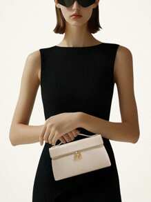 Geantă în stil retro la modă, portabilă, simplă, versatilă, pe umăr, potrivită pentru munca de birou, călătorie de afaceri, navetă, în aer liber pentru femei, în formă de cutie