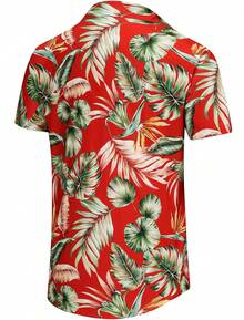Camisa hawaiana divertida para hombre, camisas de Palm Beach, camisas de vacaciones tropicales - Rojo - Ver 4