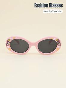 1pc Unisex Kids Oval Frame Cloud & Rainbow Unicorn Pattern Classic Retro Casual Fashion Glasses, Suitable For Daily, Vacation, Party Decoration - A - View 8
