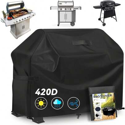 Funda para Asador Exterior, Cubierta asador de 4200D Oxford Tela,con Bolsa de Almacenamiento con cordón Impermeable,(58" x 48" x 24"),protección UV, Resistente al Polvo, Resistente al Viento
