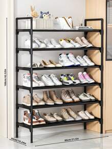 1pc 6/7 Layers Shoe Storage Rack, White/Black Bracket Bold Upgrade Shoe Shelf, Can Store 20 Pairs Of Shoes, Bags, Hats, Jackets And Umbrellas, Suitable For Entrance Hall/Apartment/Dormitory