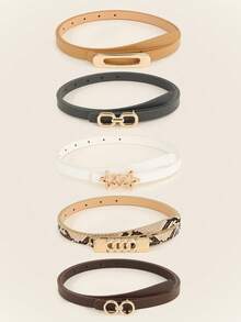 5pcs Metallic Geometric Buckle Belts, Fashionable For Teenagers And Young Women, Suitable For Parties, Gatherings And Casual Occasions Summer, School Fall, Autumn, Halloween - Multicolor - View 15