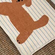 1 Pc Cartoon Dog Striped Bath Mat, Non-Slip Absorbent Flannel Rug, Machine Washable Polyester Blend, Rectangular Bathroom Floor Mat, Bedroom Bedside Rug, Living Room Area Rug, Home Decoration Rug Carpet Rugs Door Mat Room Decor Carpet For Living Room Kitchen Rug Bedroom Decor Blankets And Throws Rugs For Bed Room Bathroom Decor Room Decoration Stuff Living Room Decor Office Decor House Decor Home Decor Living Room Bathroom Rug Room Decor Aesthetic