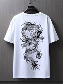 Men's T-Shirt Dragon Print Fashion Street Style100% Cotton - 白色 - 查看 3