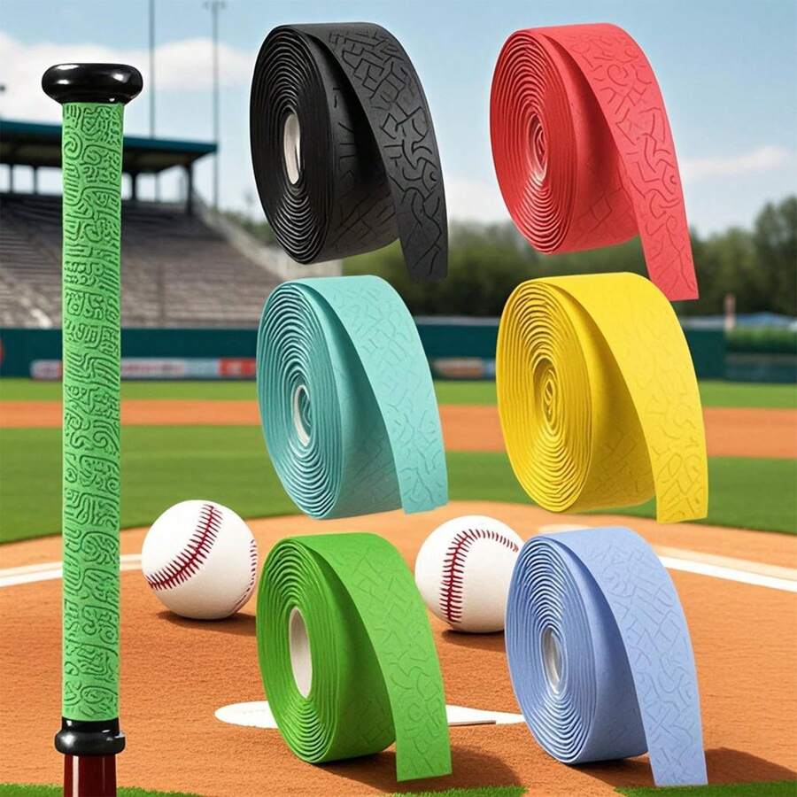 Baseball PU Wrapped Strap, Non-Slip Baseball Handle Strap, Professional Grip Strap, Soft & Comfortable Baseball Training Equipment Handguard, 2.1m Long Anti-Slip, Sweat-Absorbing, Wear-Resistant Fishing Rod Wrapping Tape - Multicolor - View 1