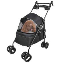 Collapsible Pet Transport Trolley, Suitable For Dogs And Cats, Shock-Absorbing Wheels, 360° Swivel Wheels, Mesh Window, Removable Inner Lining, Load Capacity Up To 10 Kg, With Mesh Cover, 50x70x95cm - 黑色 - 查看 11