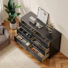 Gizoon 6 Drawer Dresser For Bedroom,47'' Larger Chest Of Drawers With Mental Handle For Kids Room, Black Dresser With 6 Storage Drawers For Living Room, Entryway And Hallway, Black - Black - View 3
