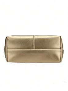 New Fashion Women Large Capacity Shoulder Bag Versatile Design Top Handle Bucket Bag - Gold - View 4