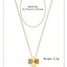 1 conjunto elegante de joias de aço inoxidável, incluindo colar com flor de quatro folhas gravada e brincos de aço inoxidável, adequado para uso diário ou presente para amigos