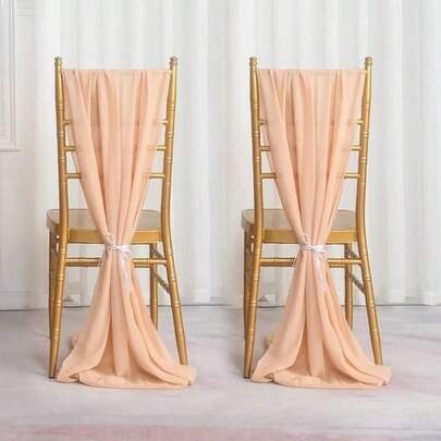 Faixa de cadeira de 1/2 peças - Decoração de cadeira de chiffon, faixa de chiffon de 30x300 cm, casamento, para festa de casamento, banquete, decoração de cadeira de corredor ao ar livre