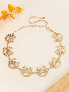 1pc Vintage Boho Western Style Metal Multi-Color Horse Head Decor Adjustable Cinch Waist Belt For Women, Suitable For Summer Outdoor Outfitting Summer, School Fall, Autumn, Halloween - XY1174 - View 2