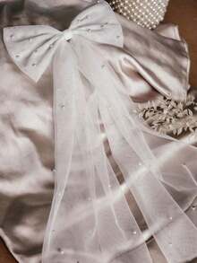 Mạng che mặt cô dâu Mạng che mặt tiệc độc thân Mạng che mặt cưới nơ trắng Kẹp tóc nhiều lớp vải tuyn thanh lịch dành cho phụ nữ - Nhiều màu - Xem 4