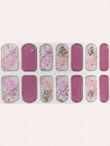 春夏女士派对旅行美甲贴纸，3D扎染大理石纹亮面美甲箔贴 - 彩色 - 查看 2
