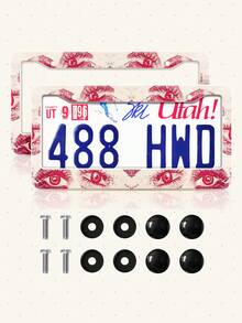 Pink Car License Plate Frame, Personalized Women's Car Plate Cover, Bowknot Car Decoration, Weatherproof Painted License Plate Holder, Won't Obscure License Plate Info, Stainless Steel Frame, Sturdy & Stable, Comes With Mounting Screws, 2 Styles Available: 1 Piece/2 Pieces - Multicolor - View 20