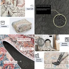 本地地毯，复古波西米亚风格地毯，带背衬，可机洗，点状塑料背衬，房间地毯，卧室，家庭办公室，房间，游戏室，厨房，餐厅，母亲节家居浴室装饰户外地毯门垫秋季装饰地毯浴室配件返回 - 彩色 - 查看 8