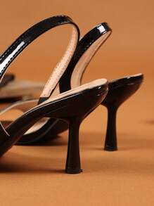 1 Paar Große Größen glitzernde spiegelblanke PU-Leder Highheels Sandalen für Teenager Mädchen, verstellbarer Riemen, quadratische Zehenform, anmutiger Keilabsatz, geeignet für täglichen Lässig-Stil, Partys, Reisen, Urlaub, Frühling & Sommer