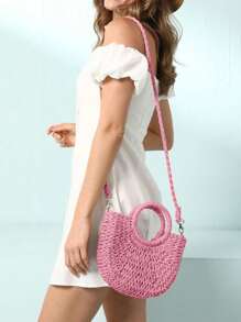 Yogodlns Sac à bandoulière en osier tissé, Décoration de marguerite, Petit sac à main fait main, Sac d'été bohème