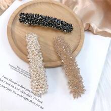 1 Stück/Set Haarspange mit Kunstperlen & Kristallen, große Haarklammer für Halbdutt, Haaraccessoire Geschenk für Mädchen, Muttertagsgeschenk, flache Haarklammer, Haarklammern, Clips fürs Haar, Haarspangen, Haarklauern