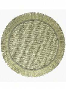 2 piezas/4 piezas/8 piezas Conjunto de individuales de papel con borlas redondas, individuales tejidos a mano naturales resistentes al calor de 15 pulgadas, adecuados para reuniones familiares, bodas y fiestas - Multicolor - Ver 5