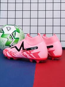 1 双男/女足球鞋，适合成人、学生、青少年 - 高帮户外团队比赛运动鞋，大码防滑耐磨 TF 鞋钉，适用于人造草皮、沙地、天然草皮、室内球场、系带、小码钉鞋皮革女式足球鞋，轻质高性能防滑设计高帮专业足球鞋，厂家直销