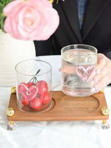 1pc Pink Bow Glass Cup, Nordic Minimalist Vintage Household Water Cup, Matcha Dessert Cup, Suitable For Middle Eastern Red Tea, Arabic Coffee, Large Capacity American Coffee Cup, Gift Water Cup For Girls, Cafe Water Cup