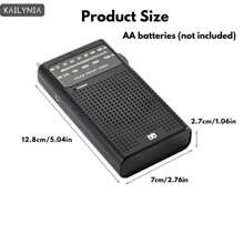 kailynia KAILYNIA W908 Portable AM/FM Radio With Extended Reception - Ideal For Indoor, Outdoor, And Emergency Use - Features Built-In Speaker And 3.5mm Headphone Jack, Powered By Batteries, Red && Black