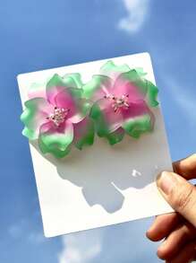 1 Pair Fashion Cute Fresh Pastoral Resin Colored Glass Bead Flower Stud Earrings For Women, Suitable For Beach, Party, Gift