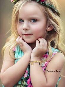 1 件儿童定制名字雕刻皇冠手链带链，个性化名字链手链，送给她、圣诞节、母亲节、女朋友、情人节、感恩节、毕业典礼、婚礼的礼物 - A - 查看 3