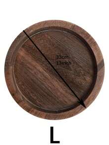 1pc Wooden Summer Themed Decorative Tray, Suitable For Party, Birthday, Kitchen, Bathroom, Bedroom, Living Room, Study - Vintage Rustic Style Round Wooden Platter - Brown - View 7