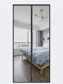 1pc Summer Anti-Mosquito Magnetic Door Curtain, Static Silent Striped Door Curtain For Home Use