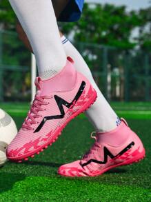 1 Paio Di Scarpe Da Calcio Per Uomo/Donna/Giovane, Stivali Alti Per Sport All'aperto, Scarpe Da Calcio Resistenti E Antiscivolo, Adatte Per Erba Artificiale, Sabbia, Prato, Campi Interni, Stringate, Scarpe Da Allenamento Leggere E Ad Alta Prestazione Con Design Grip