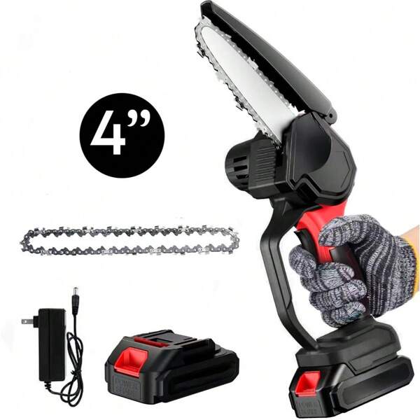 Moto Serra Elétrica A Bateria 450w 21v Mini Motosserra 4 Polegadas Carregador Bivolt Premium