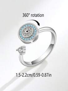 1 pièce Bague ouverte avec décoration de strass pivotante, personnalisée à la mode, convenant aux hommes et aux femmes, pour un port quotidien, fabriquée en cuivre de ton argent