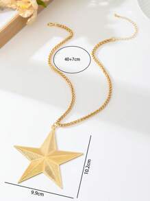 1 pièce Collier pendentif métal rétro exagéré grande pentagramme, convient pour les femmes assistant à des soirées formelles, galas, vacances, bijoux de style