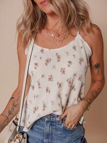 Acelitt White Floral Ruffle Oversized Bow Backless Camisole - Multicolor - View 4