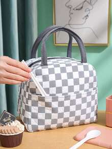 1 Piece Checkered Lunch Bag Lunch Box For Women Men Reusable Insulated Lunch Tote Bag,Leakproof Thermal Cooler Sack Food Handbags Case High Capacity For Travel Work Picnic Reusable Lunch Box - Multicolor - View 5