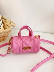 1 件时尚简约纯色儿童包韩版时尚钻石形状迷你桶包婴儿手提包