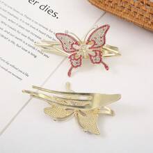 1 件水钻发夹，优雅发髻发型配饰，蝴蝶发夹，母亲节礼物，爪夹，发夹，发夹，发夹，发夹，Rave 配饰 - 彩色 - 查看 2