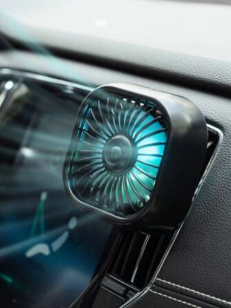1pc Car Vent Mount Fan Colorful Light 3 Wind Speed Low Noise USB Cooling Fan For Vehicles Car Mini Fan