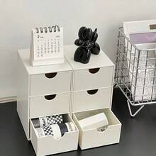 2 件白色三层抽屉整理盒 - 非常适合办公用品、发夹、珠宝和化妆品存储 - 设计紧凑可爱，非常适合办公桌整理、家庭使用、办公桌抽屉整理器、珠宝盒 - 彩色 - 查看 5