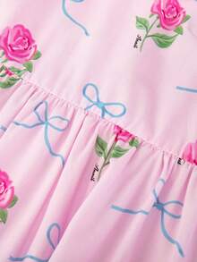 Annil Kinderkleidung für Mädchen Medium Kinder Kurzarmkleid Sommer - Pink - Übersicht 3