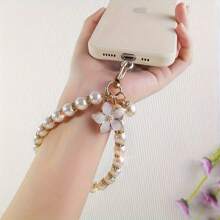 1 Set Fashion Pearl Extension Chain, Sakura & Camellia Flower Phone Lanyard, Water Cup Lanyard, Handbag Strap Chain