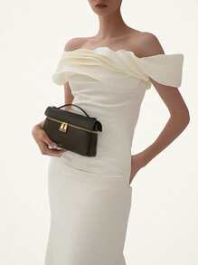 Geantă în stil retro la modă, portabilă, simplă, versatilă, pe umăr, potrivită pentru munca de birou, călătorie de afaceri, navetă, în aer liber pentru femei, în formă de cutie