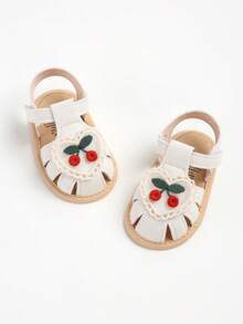 可爱的花卉刺绣婴儿学步凉鞋 - 柔软鞋底，透气防滑，适合日常穿着和度假，春夏系列 - 白色 - 查看 4